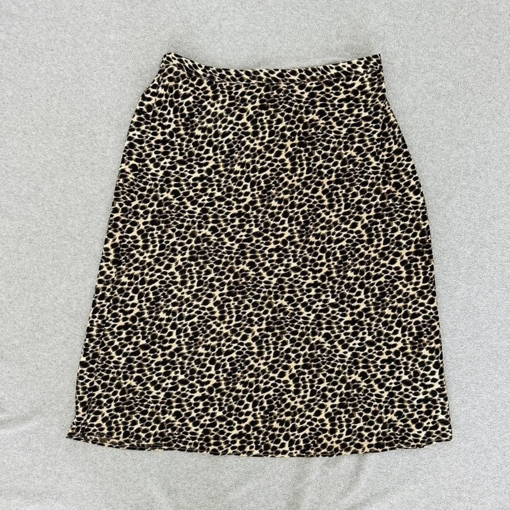 J‎ Crew Skirt Womens Large Midi Silky Flowy Leopard Animal Print Elastic Waist